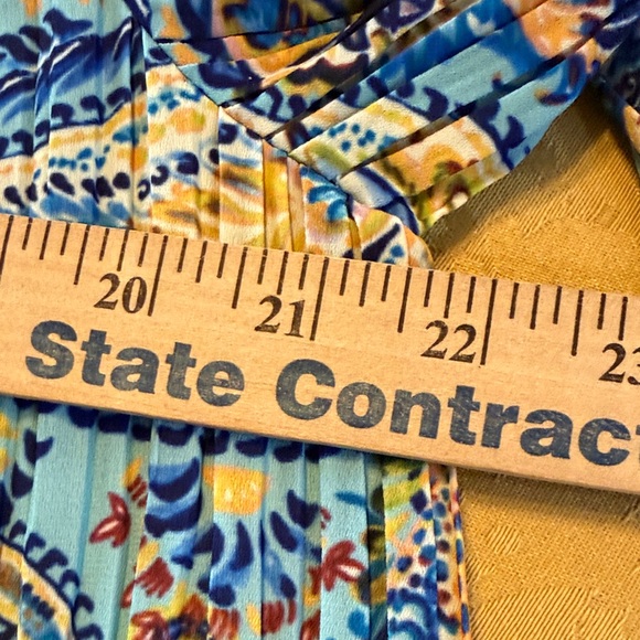 Midnight Velvet Teal Paisley Cold-Shoulder Pleated Blouse - Picture 15 of 16